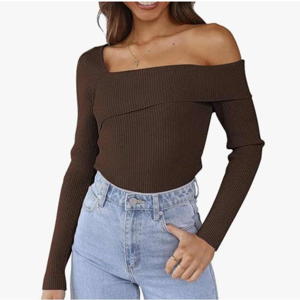Brown off the shoulder Sweater